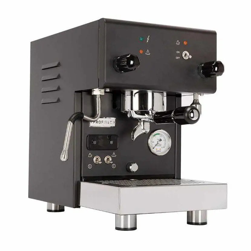 Profitec Pro 300 espressomaskin i svart med tryckmätare och ångmunstycke för professionell kaffebryggning